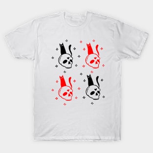 Magic Skull Cat | Black and Red Version T-Shirt